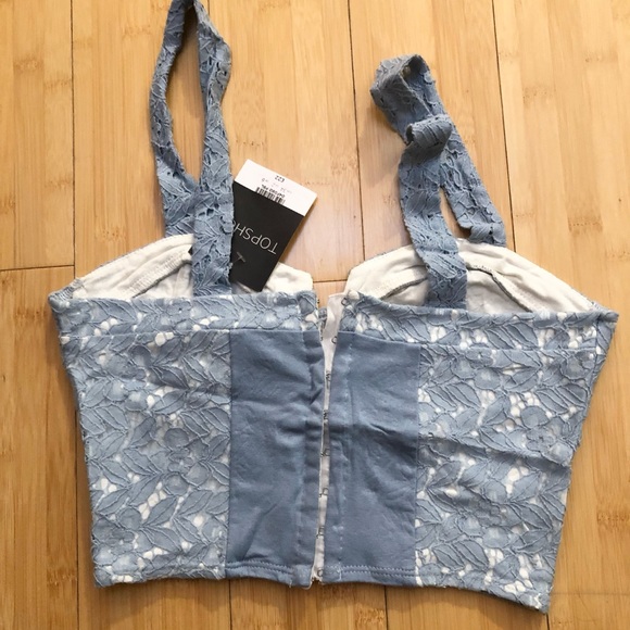 NWT TOPSHOP Blue Lace Cropped Bustier Corset - Picture 3 of 4